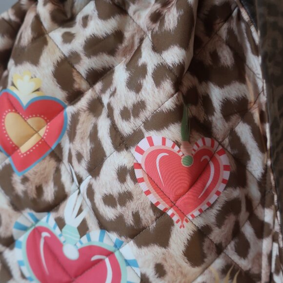 NWT Womens Tina Demel Leopard Hearts Belted Reversible Quilted Vest or Jacket 10 - Picture 6 of 16